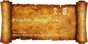 Klopfer Borbála névjegykártya