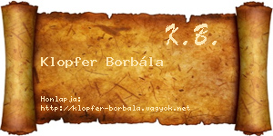 Klopfer Borbála névjegykártya